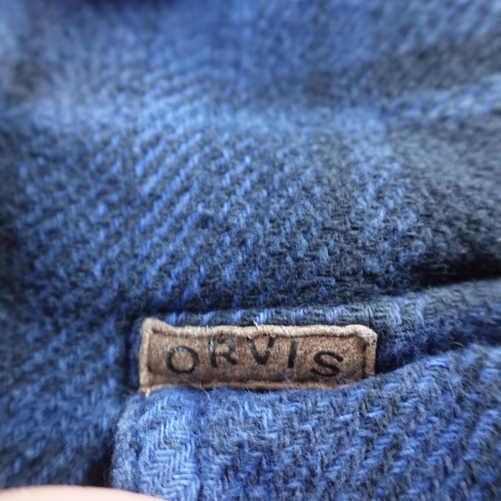 Orvis Shirt Mens L Blue Plaid Flannel Shacket Jacket Heavy Button Up Outdoor Top - Picture 6 of 12